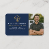 Carte de visite Navy Blue pour entrepreneur (Devant)