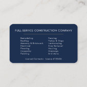 Carte de visite Navy Blue pour entrepreneur (Dos)