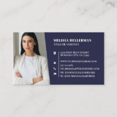 Carte De Visite Navy Blue Professional Photo (Devant)