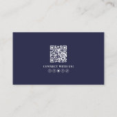 Carte De Visite Navy Blue Professional QR Code Photo Logo (Dos)