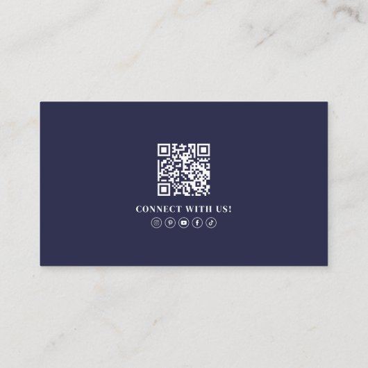 Carte De Visite Navy Blue Professional QR Code Photo Logo (Dos)
