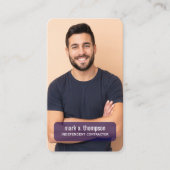 Carte De Visite Navy Blue QR Code Photo Connect Modern (Devant)