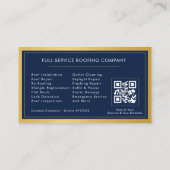 Carte De Visite Navy Blue Roofing Construction Services Metallic (Dos)