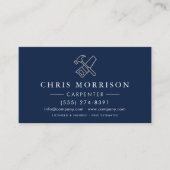 Carte de visite Navy Blue Silver QR Code pour menu (Devant)