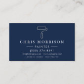 Carte de visite Navy Blue Silver QR Code pour pein (Devant)