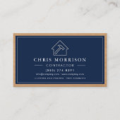 Carte de visite Navy Blue Silver Wood QR Code pour (Devant)