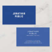 Carte De Visite Navy Blue Simple Elegant Design Professional Luxe (Devant / Derrière)