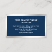 Carte De Visite Navy Blue Steel Silver Photo Agent immobilier (Dos)