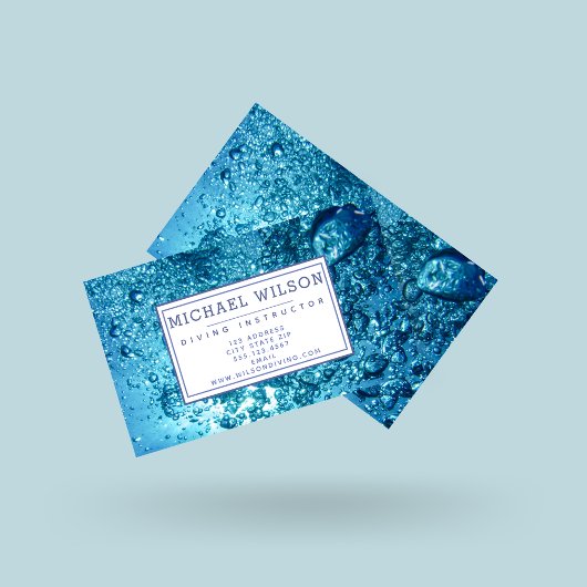 Carte De Visite Navy Blue Water Bubbles - instructeur de plongée s