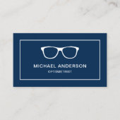 Carte De Visite Navy Blue White Lunettes d'yeux Oeil docteur optom (Devant)