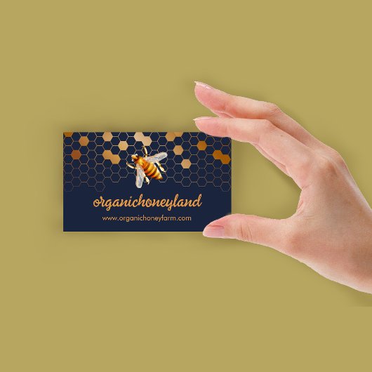 Carte De Visite Navy Gold Bee sur la ruche Apiary