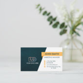 Carte De Visite Navy Jaune Simple Professionnel  (Debout devant)