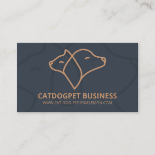 Carte De Visite Navy Marron Code Qr Logo Chien Chat Animal De Comp