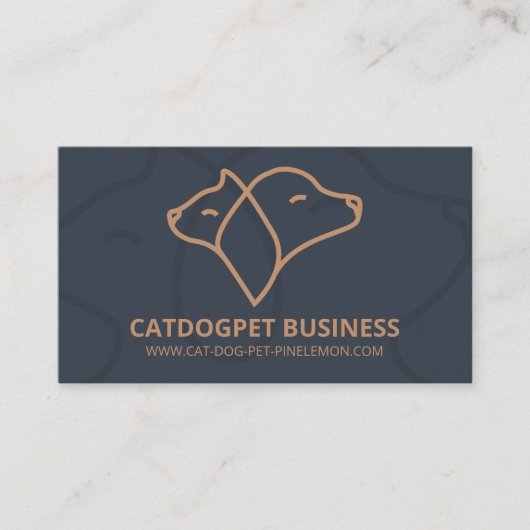 Carte De Visite Navy Marron Code Qr Logo Chien Chat Animal De Comp (Devant)