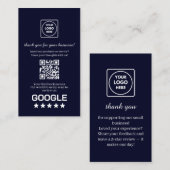 Carte De Visite Navy QR | Google Reviews Custom Thank You Link (Devant / Derrière)