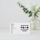 Carte De Visite Ne Demandez Pas Tant Que Vous N'En Savez Pas Sûr ( (Debout devant)