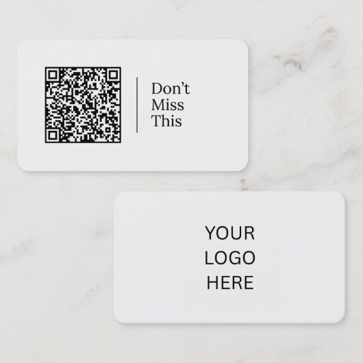 Carte De Visite Ne manquez pas | Code QR et logo personnalisables (Devant / Derrière)