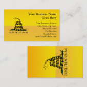 Carte De Visite Ne me touchez pas, Drapeau Jaune Gadsden Ensign (Devant / Derrière)