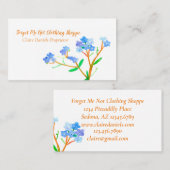 Carte De Visite Ne m'oubliez pas Fleurs Bleues Plantes botaniques (Devant / Derrière)