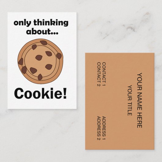 Carte De Visite Ne pense qu'au restaurant Cookie Baker (Devant / Derrière)
