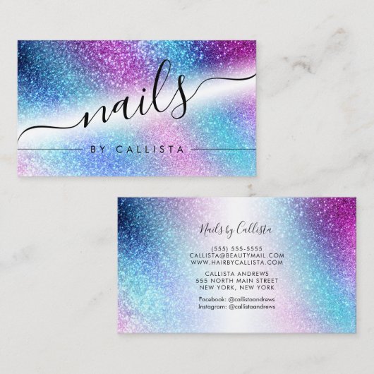 Carte De Visite Nebula bleu violet Galaxie Parties scintillant ong (Devant / Derrière)