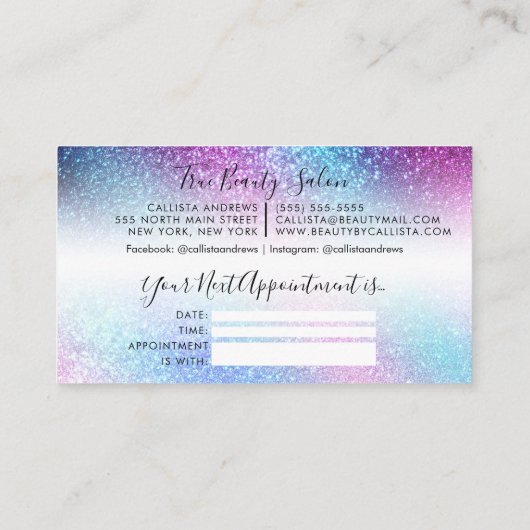 Carte De Visite Nebula bleu violet Galaxy Parties scintillant Rend (Dos)