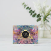 Carte De Visite Nebula couleur or Mandala Aquarelle colorée (Debout devant)