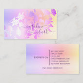 Carte De Visite Nebula de couleur d'eau, calligraphie florale viol (Devant / Derrière)