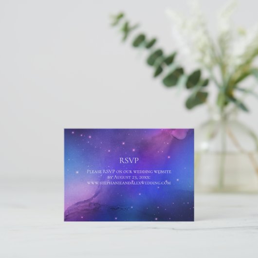 Carte De Visite Nebula violette Art céleste Mariage spatial (Debout devant)