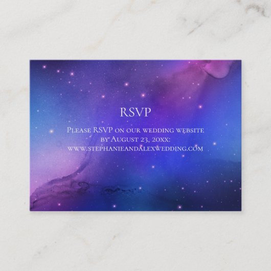 Carte De Visite Nebula violette Art céleste Mariage spatial (Devant)