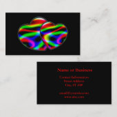 Carte De Visite Neon Aurora Coeurs Noir (Devant / Derrière)