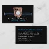 Carte De Visite Neon Baseball Bat & Gear, Joueur De Baseball, Entr (Devant / Derrière)