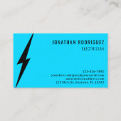 Carte De Visite Neon Blue Black Lighting Bolt Custom Electrician  (Devant)