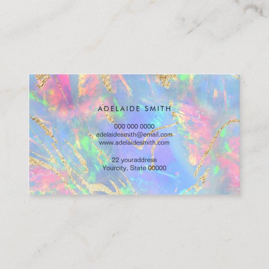 Carte De Visite néon couleurs gemstone opal (Dos)