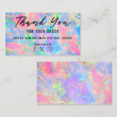 Carte De Visite néon couleurs gemstone opal texture merci (Devant / Derrière)