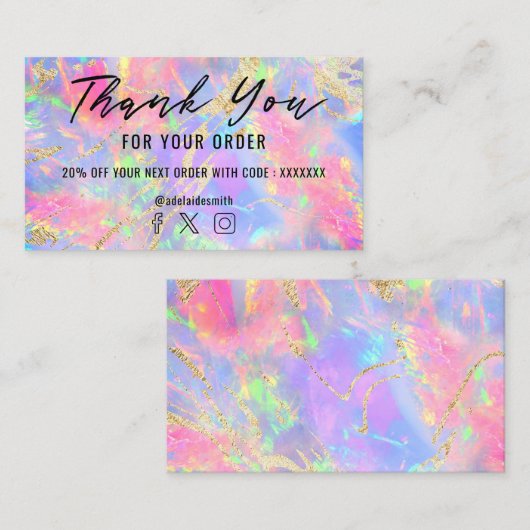 Carte De Visite néon couleurs gemstone opal texture merci (Devant / Derrière)