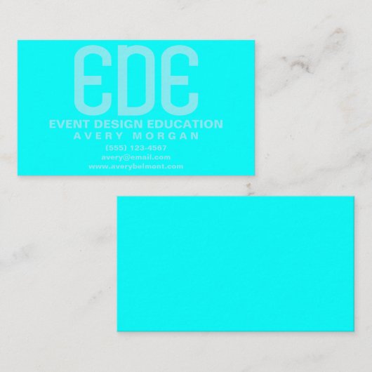 Carte De Visite Neon Cyan Minimal (Devant / Derrière)