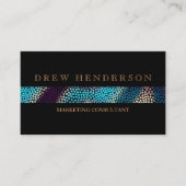 Carte De Visite Neon d'or noir moderne (Devant)