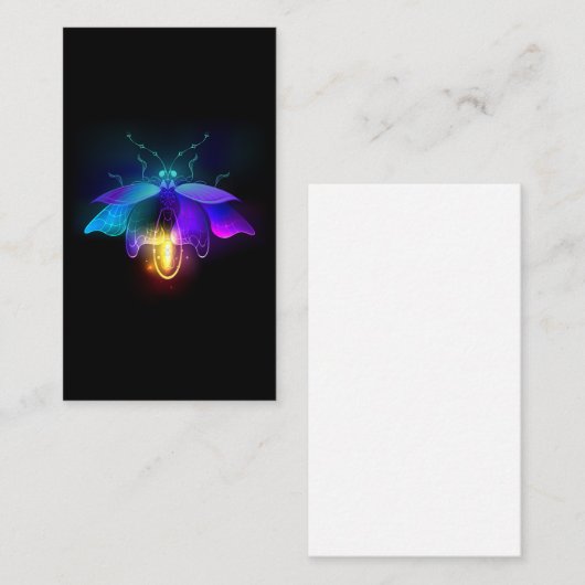 Carte De Visite Neon Firefly sur noir (Devant / Derrière)