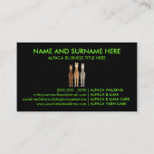 Carte De Visite Neon Green Alpaca Animal (Dos)