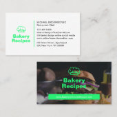 Carte De Visite Neon Green Burger Photo Restaurant Chef Nourriture (Devant / Derrière)