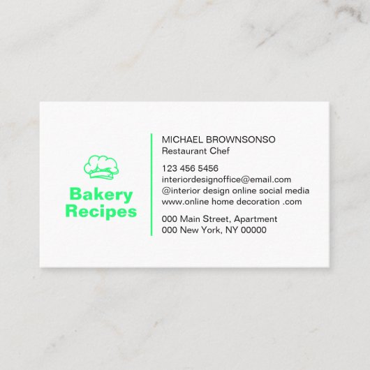 Carte De Visite Neon Green Burger Photo Restaurant Chef Nourriture (Devant)