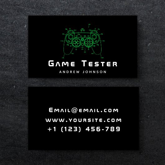 Carte De Visite Neon Green Contrôleur Joystick Jeu Tester Gamer