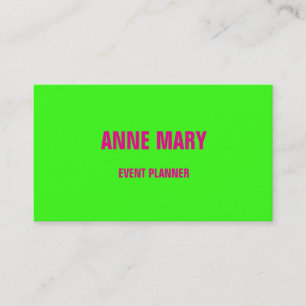 Carte De Visite Neon Green Hot rose Mariage Planificateur d'événem