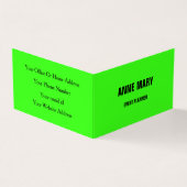 Carte De Visite Neon Green White Bright Mariage Planificateur d'év (Extérieur)