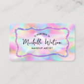 Carte De Visite Neon Holographic Iridescent Beauty Salon QR Code (Devant)