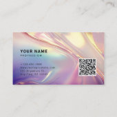 Carte De Visite Neon Holographic Liquid Textures QR Code (Dos)