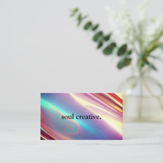 Carte De Visite Neon Holographie Textures QR Code moderne (Debout devant)