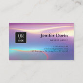 Carte De Visite Néon Holographique Textures modernes Code QR (Dos)