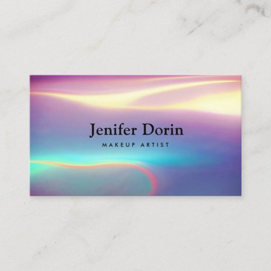 Carte De Visite Néon Holographique Textures modernes Code QR (Devant)